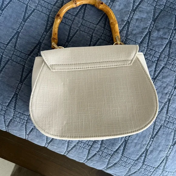 a new day Cream Mini Top-Handle Bag with Gold Embroidered Seashells - Picture 3 of 5